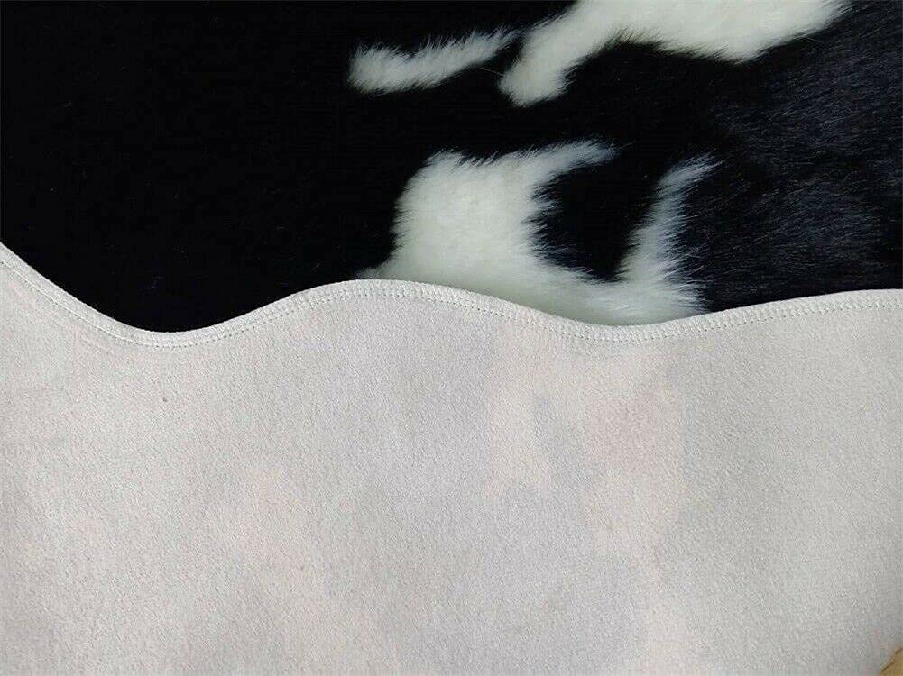 Faux Cowhide Rug Cow Print Area Rug for Living Room Bedroom Soft Faux Fur Animal Print Skin Western Boho Decor Natural Pattern Hide Carpet with No-Slip Floor Mat (5.2ft x 7.2ft)