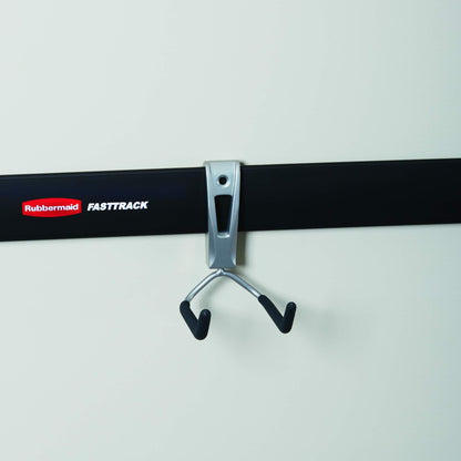 Rubbermaid Fasttrack Wall Mounted Garage Storage Utility Multi Hook for Tools, Chairs, Hose, Equipment, and Other Items, Supports 25 Lbs Each (6 Pack)