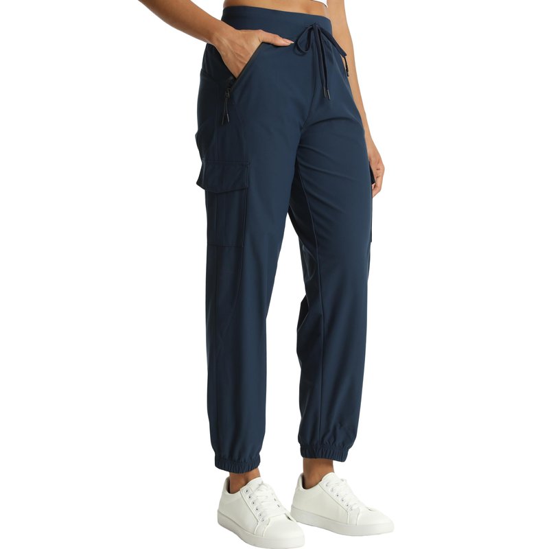 Rrosseyz Women's Cargo Pants with Pockets-Lightweight Quick Dry Water Resistant Hiking Pants for Travel Casual Athletic and Outdoor(Dark Blue,L)