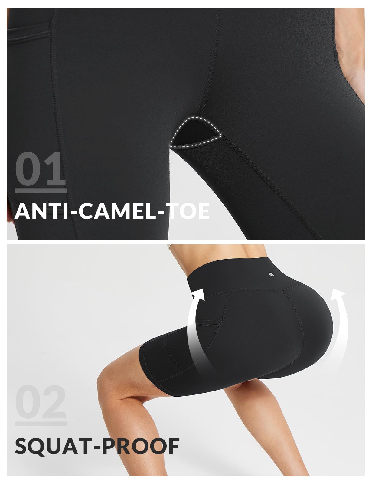 baleaf Womens Spandex Shorts 5" High Waisted Biker Workout Lycra Compression Shorts with Pockets Black XXXL