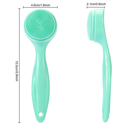 2 Pack Silicone Face Scrubber Exfoliating Brush, Manual Handheld Facial Cleansing Brush Blackhead Scrubber, Soft Bristles Waterproof for Face Skincare (Round-Pink)