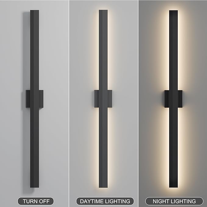 LamQee 47.2 In Aluminum Long Outdoor Wall Light, 3000K 3100LM Integrated LED Waterproof IP65, Linear Modern Exterior Lighting Fixtures Wall Mount Outside Sconce for House Porch Patio Garage Front Door