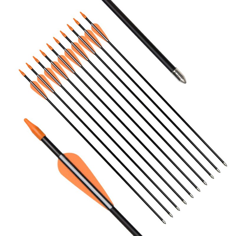 Practice Fiberglass Arrows Archery 24 Inch Target Shooting Safetyglass Recurve Bows Suitable for Youth Woman Beginner 12PCS