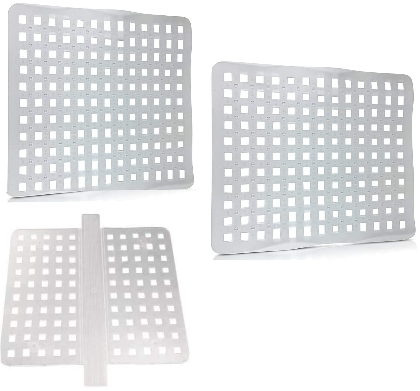 New Clear Kitchen Dish Safe Sink Protector Mat Pad Set, 3 Piece Combo Set Includes 2 Mats and 1 Saddle