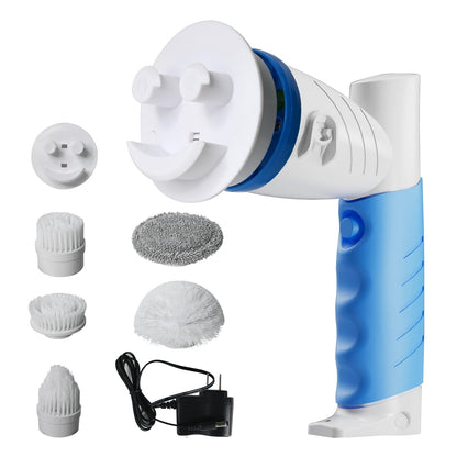 Electric Spin Handle for Scrub Daddy/Mommy Sponges with 6 Replacement Brush Heads, Power Scrubber Electric Cleaning Wand Brush for Sink/Window/Tub/Tile/Floor,Waterproof, Cordless and Rechargeable