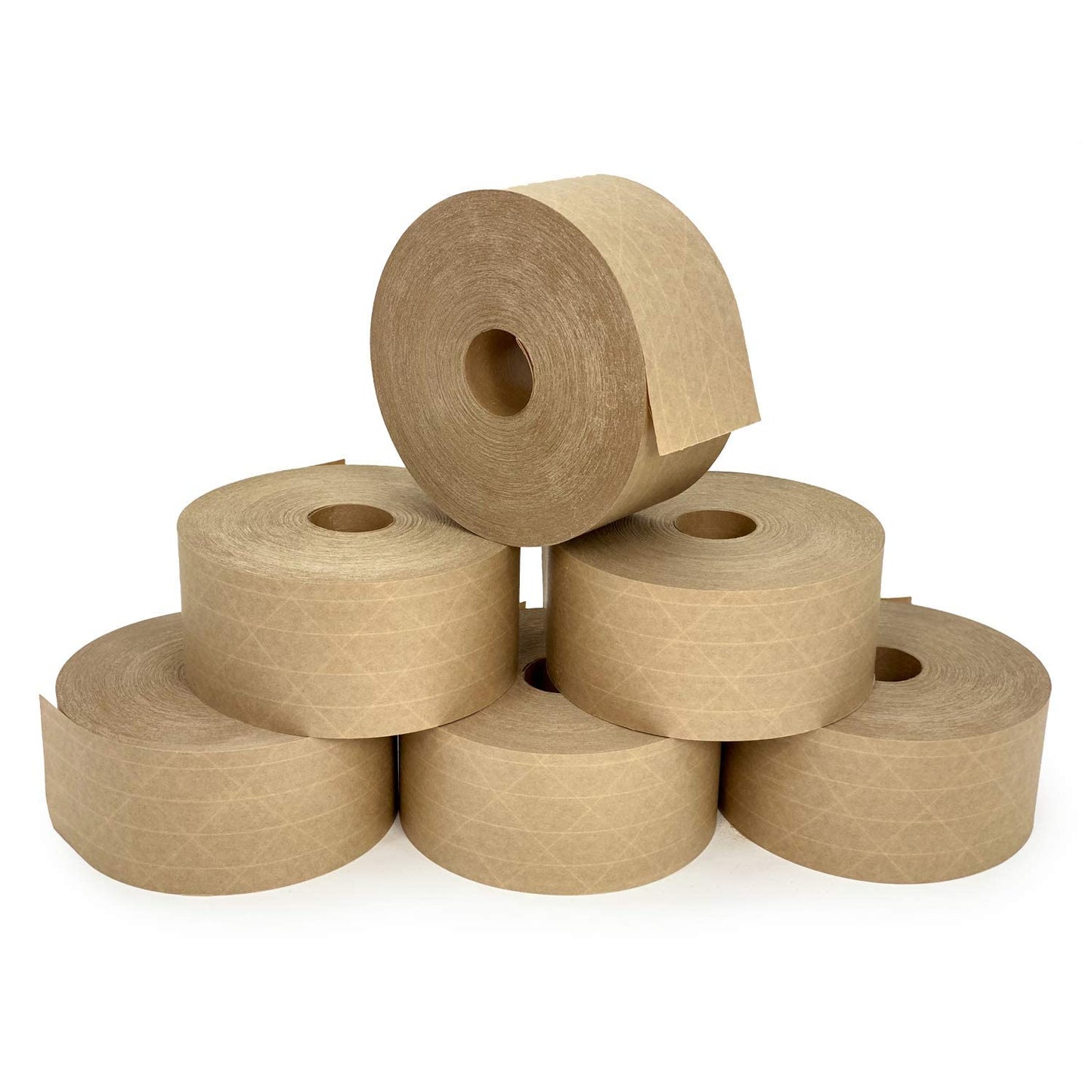 IDL Packaging 3" x 375 feet Reinforced Water-Activated Kraft Gummed Tape 70lb Thickness (Pack of 6) - Secure Paper Packing Tape for Secure Carton Sealing - Heavy-Duty for All Conditions, Brown