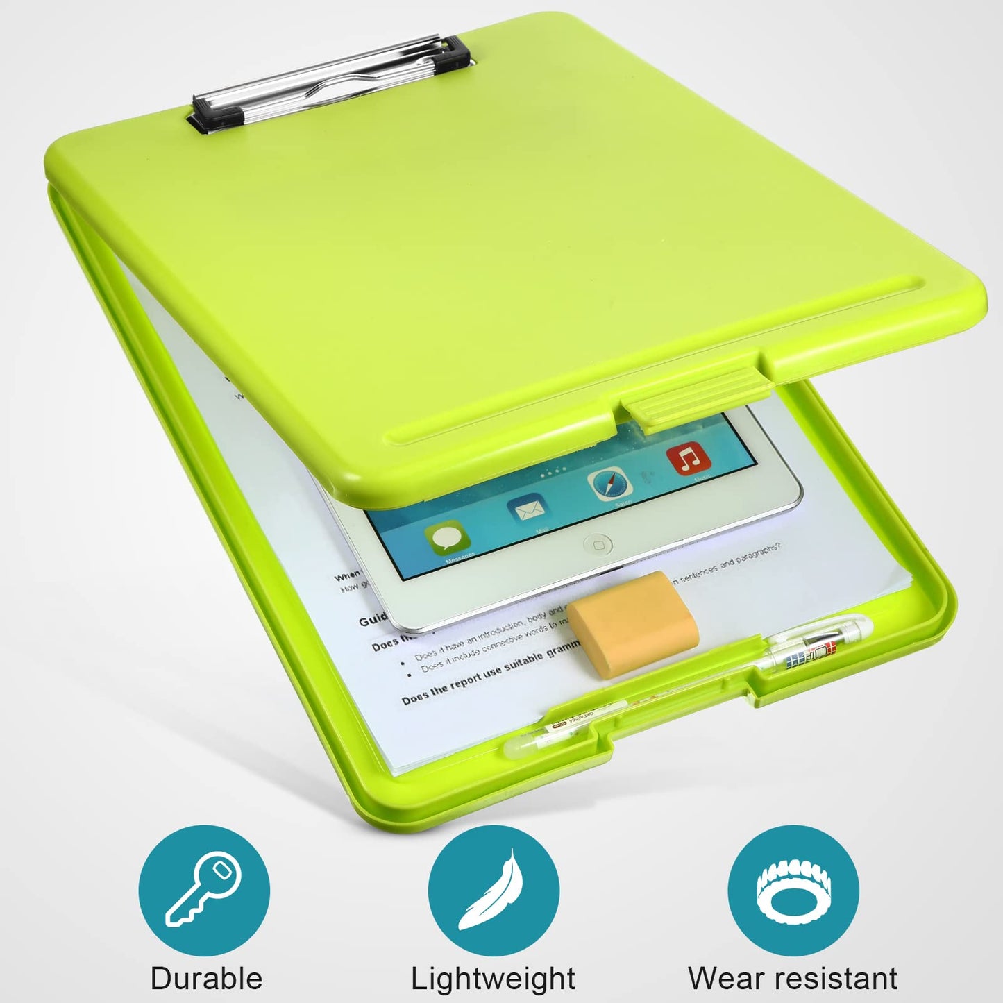 4 Pieces Clipboard with Storage Plastic Storage Clipboard Nursing Foldable Clip Board with Low Profile Clip for Student Teacher Nurse Employee, 9. 5 x 13. 5 Inch (Black, Blue, Green, Rose Red)