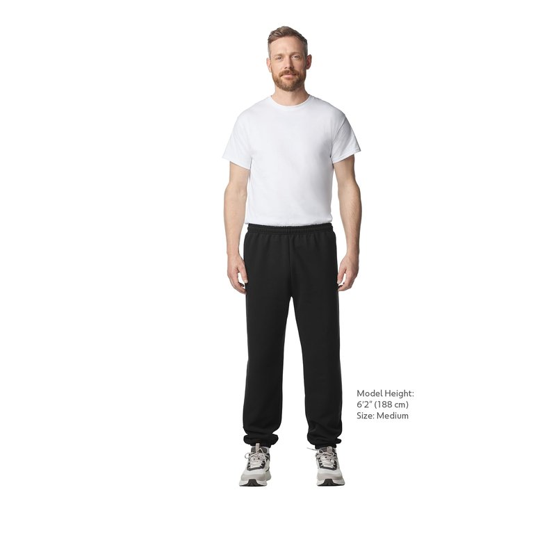 Gildan Adult Fleece Elastic Bottom Sweatpants, Style G18200, Black, Large