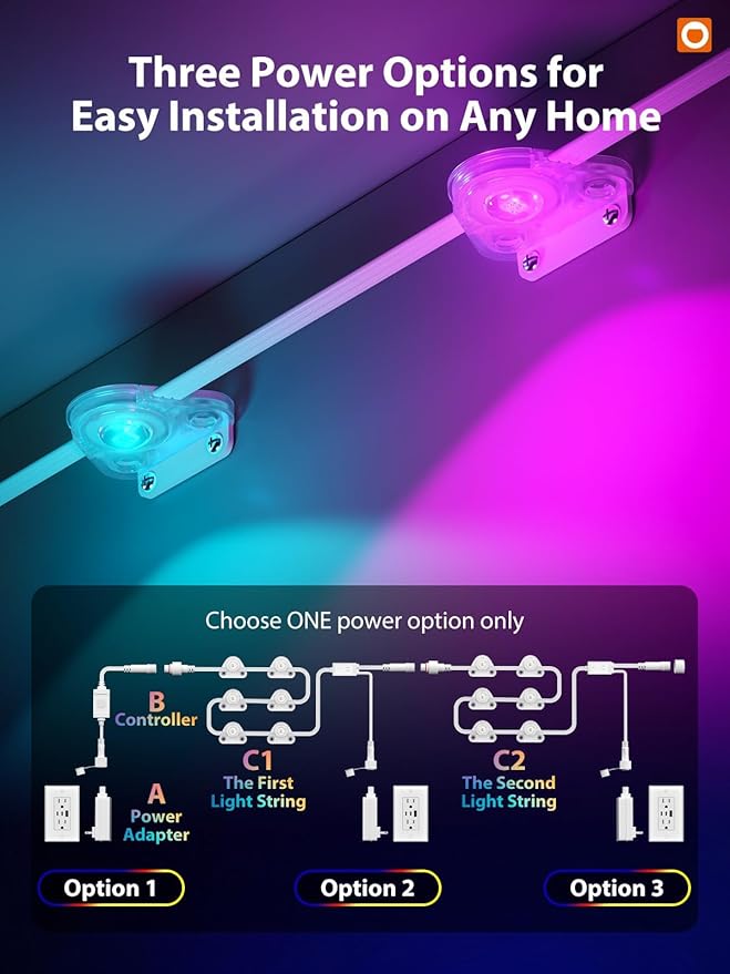 addlon 200FT Permanent Outdoor Lights, RGB+IC Smart LED Outdoor Lights for House, App & Remote Control, DIY Scene Mode, IP67 Waterproof Christmas Light, Holiday, Party, Halloween Decorations
