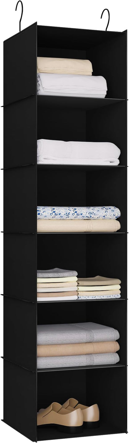 Hanging Closet Organizer and Storage 6-Shelf, Easy Mount Foldable Hanging