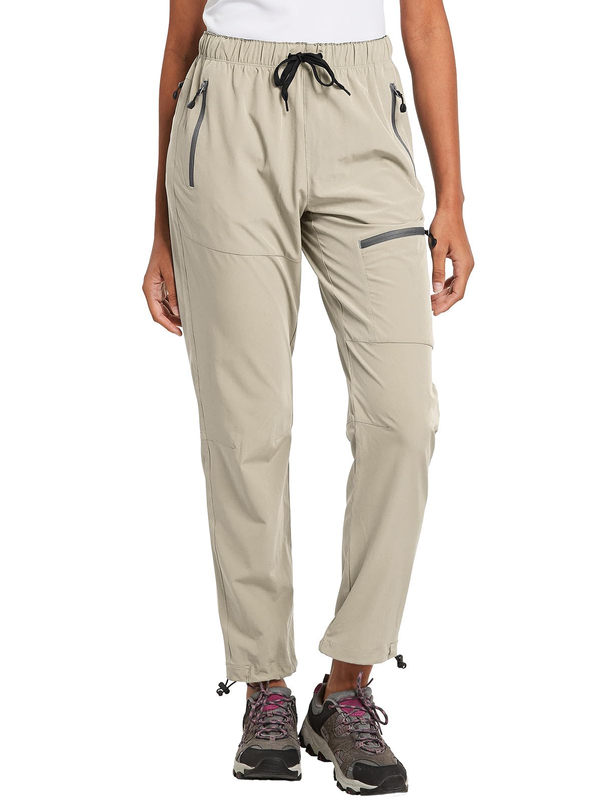 baleaf Travel Pants Women Hiking Long Tall Lightweight Quick Dry Water Resistant Cargo Pants 31'' Trip 31''-Suntan S