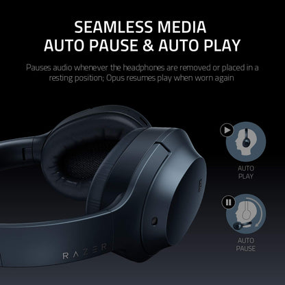 Razer Opus Active Noise Cancelling ANC Wireless Headphones: THX Audio Tuning - 25 Hr Battery - Bluetooth 4.2 & 3.5mm Jack Compatible - Auto Play/Auto Pause - Carrying Case Included - Midnight Blue