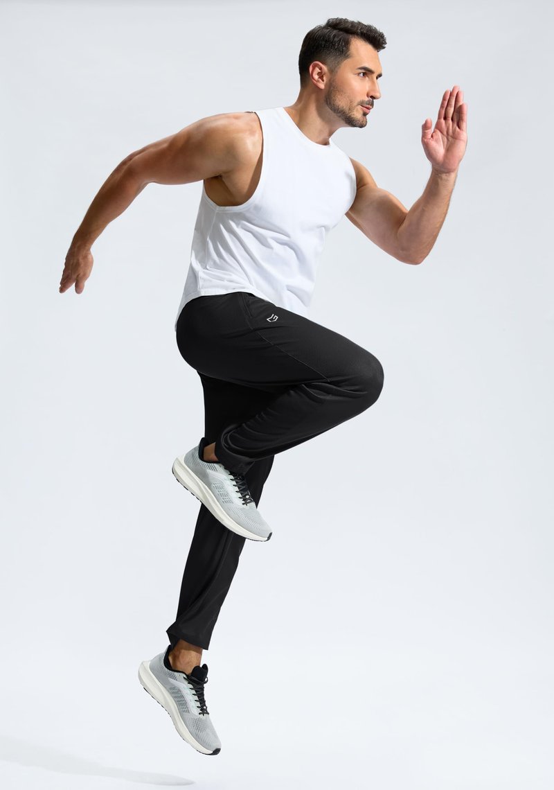 G Gradual Men's Sweatpants with Zipper Pockets Lightweight Mesh Athletic Pants for Men Open Bottom Workout Gym Running Black
