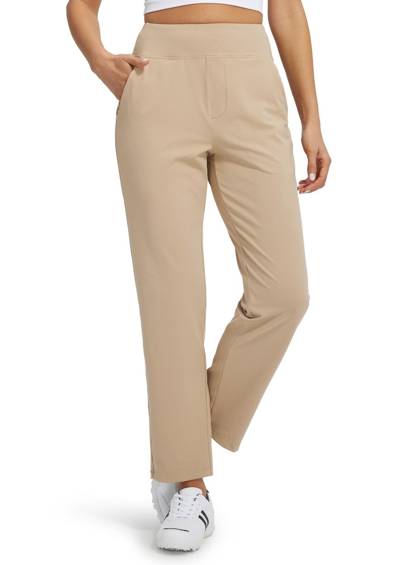 Libin Women Athletic Sweatpants 29'' Travel Pants for Women High Waisted Ankle Pants with 4 Pockets for Golf Casual Khaki M