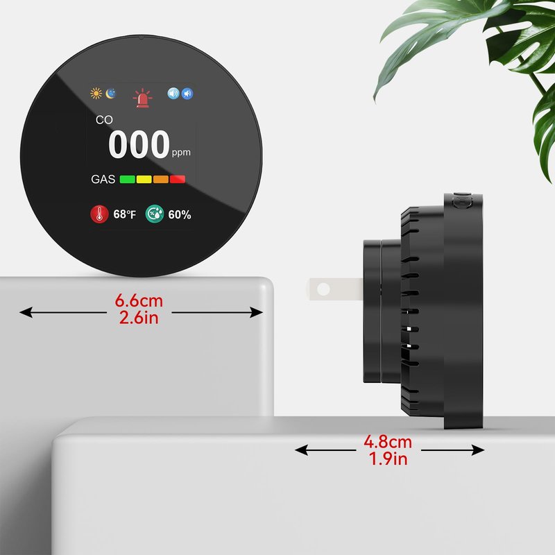CHZHVAN LPG/Natural Gas/Charcoal Leak Detector, Plug-in Monitor, Methane and Propane Butane, Sound Alarm and LED Digital Display for Kitchen, Mobile Home, Garage