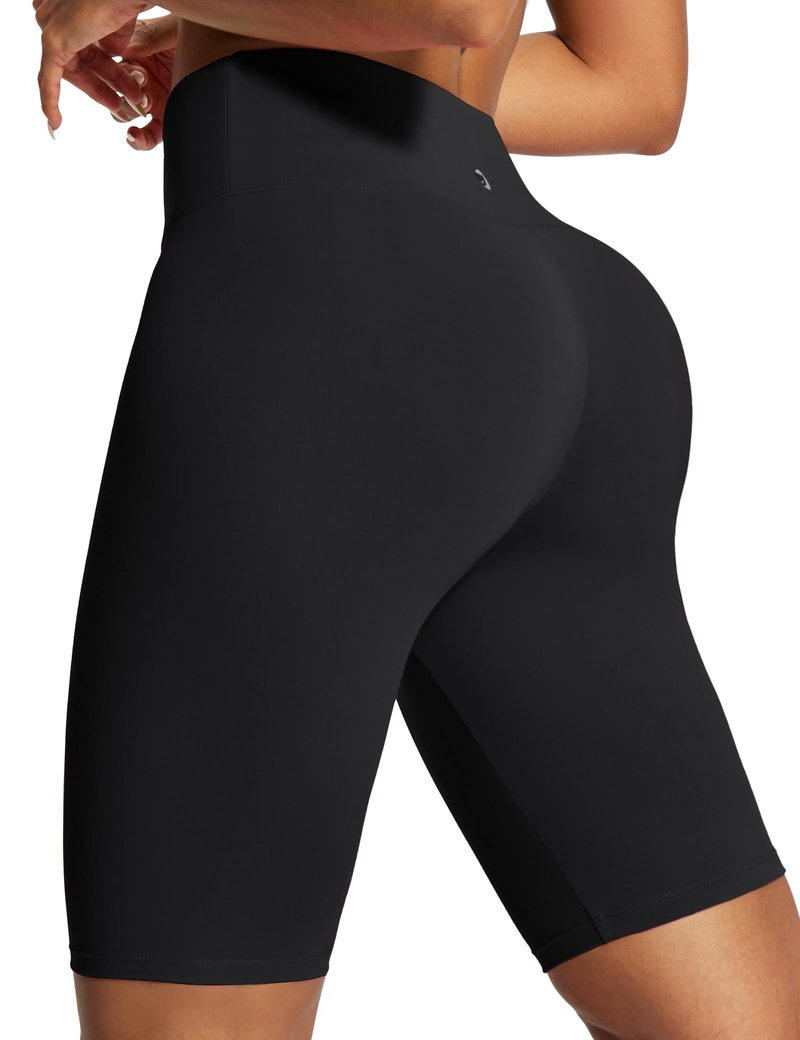 IUGA Biker Shorts for Women High Waist - 8" Workout Shorts with Inner Pocket Yoga Spandex Gym Running Shorts Black