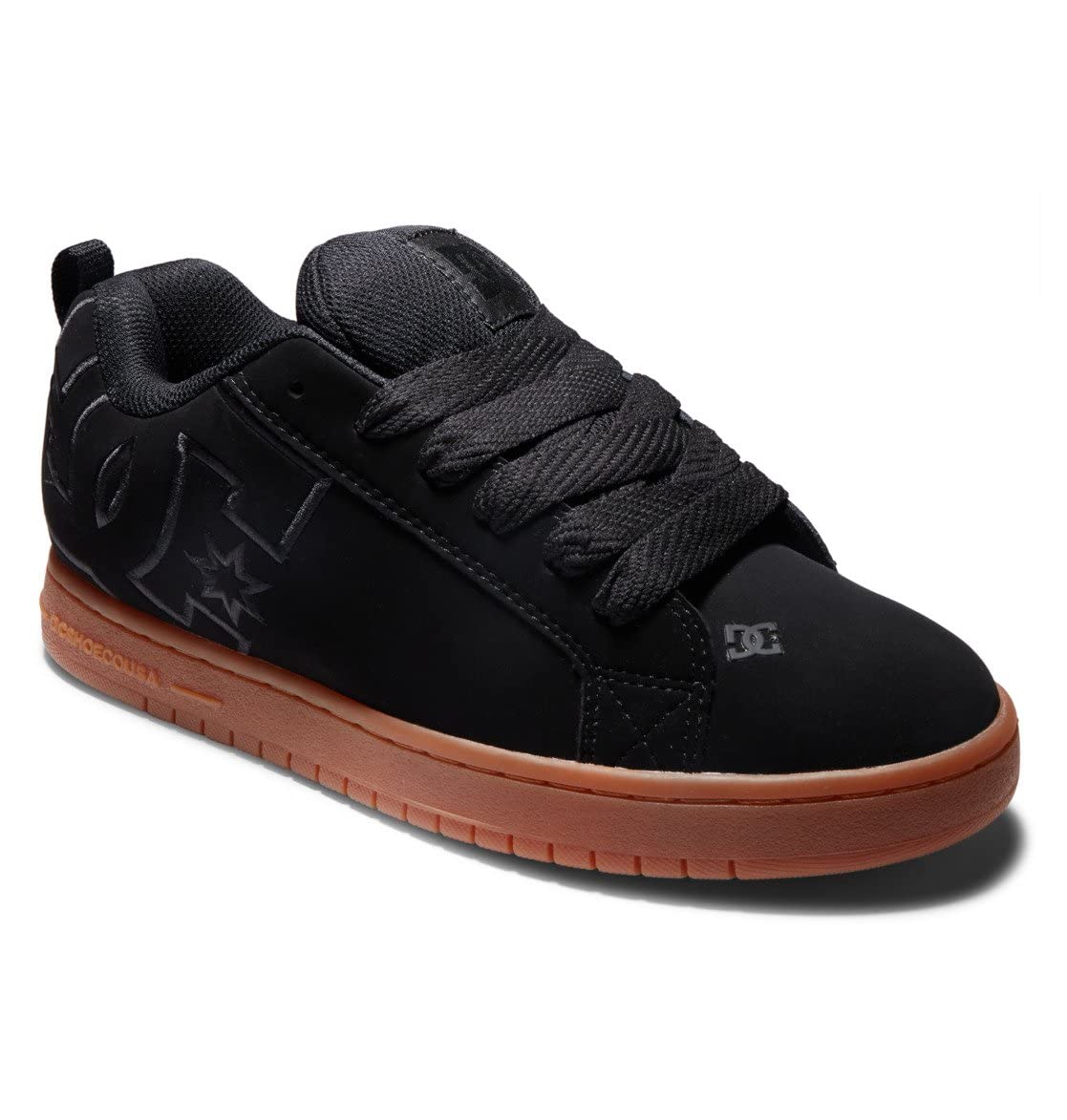 DC mens Court Graffik Casual Skate Shoe, Black/Gum/Black, 6.5 US