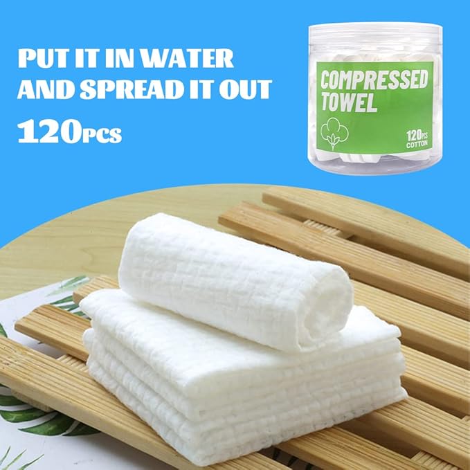 120 Pcs Mini Compressed Towels, Disposable Face Compressed Towel, Compressed