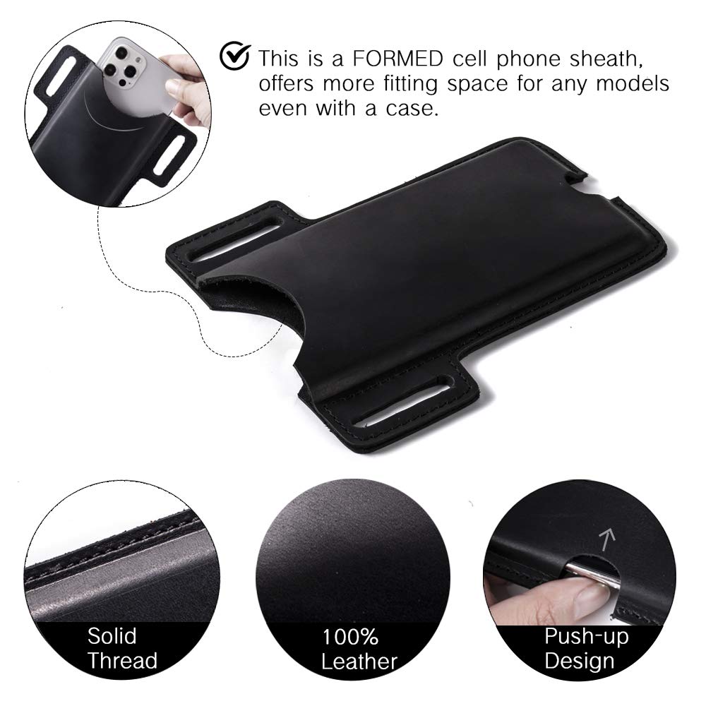 Gentlestache Leather Phone Holster, Cell Phone Case, Belt Loop Leather Pouch Sheath for Phone14 Pro Max/13 Pro Max, Galaxy S22 Ultra/S22+