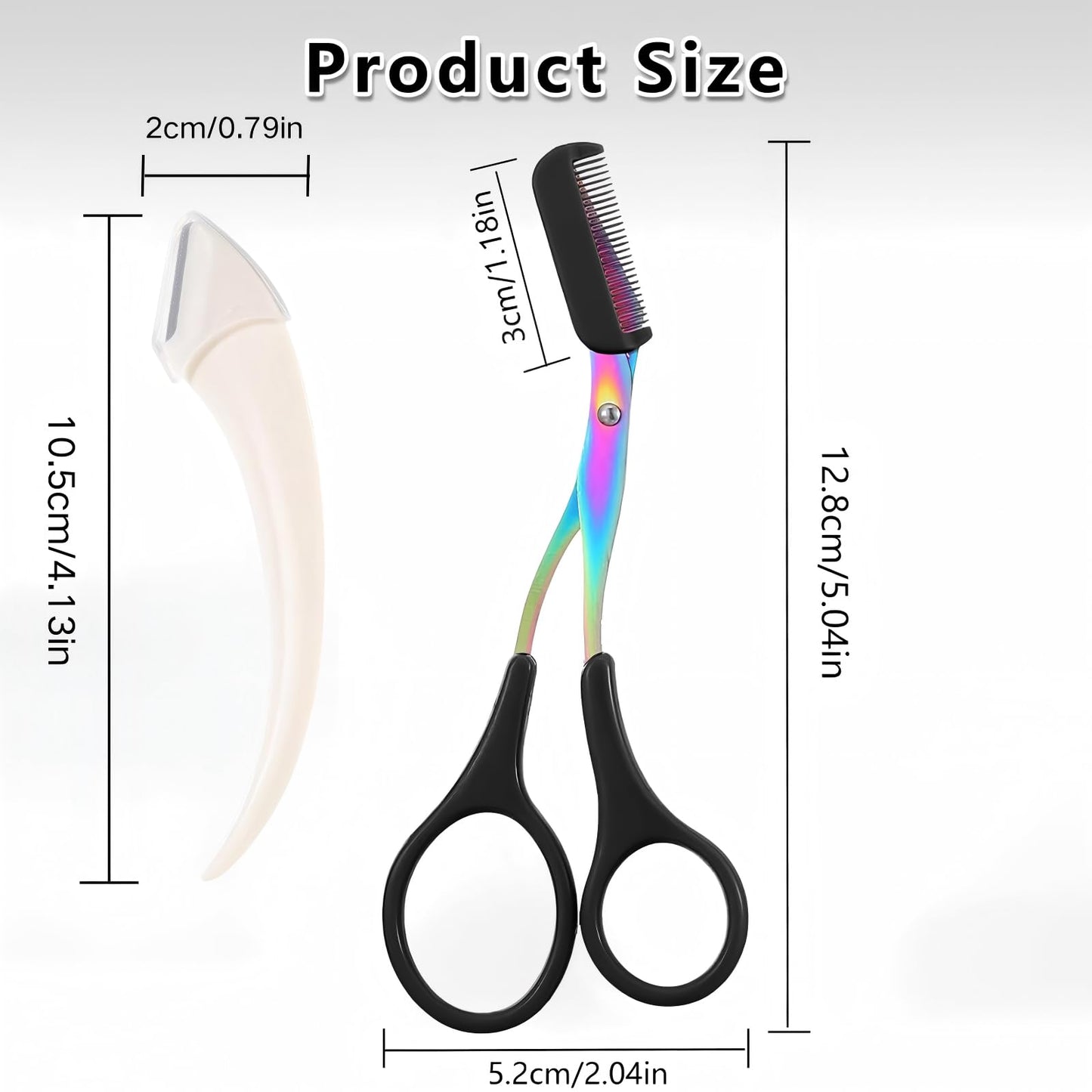 2-in-1 Eyebrow Trimmer Scissor, 2026 New Professional Eyebrow Scissor with Comb, Precision Stainless Steel Eyebrow Trimmer Cutter, Portable Makeup Tool for Women and Men (1, Black)