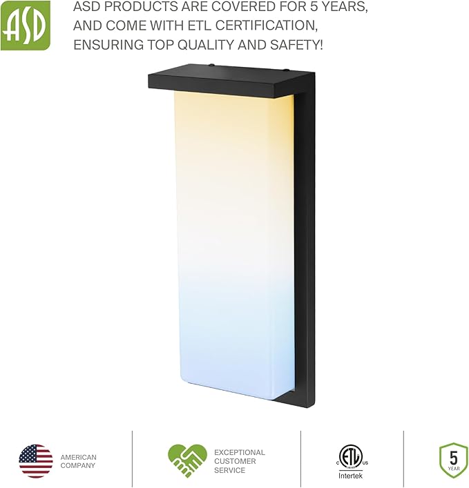 ASD LED 14" Outdoor Wall Light, Front Door House Sconce | 3CCT, Dimmable, Waterproof, ETL Listed | 20W 1900LM 3000-5000K 120V | Exterior Patio Lighting Fixture, Porch Lamp | Dark Bronze, 4 Pack