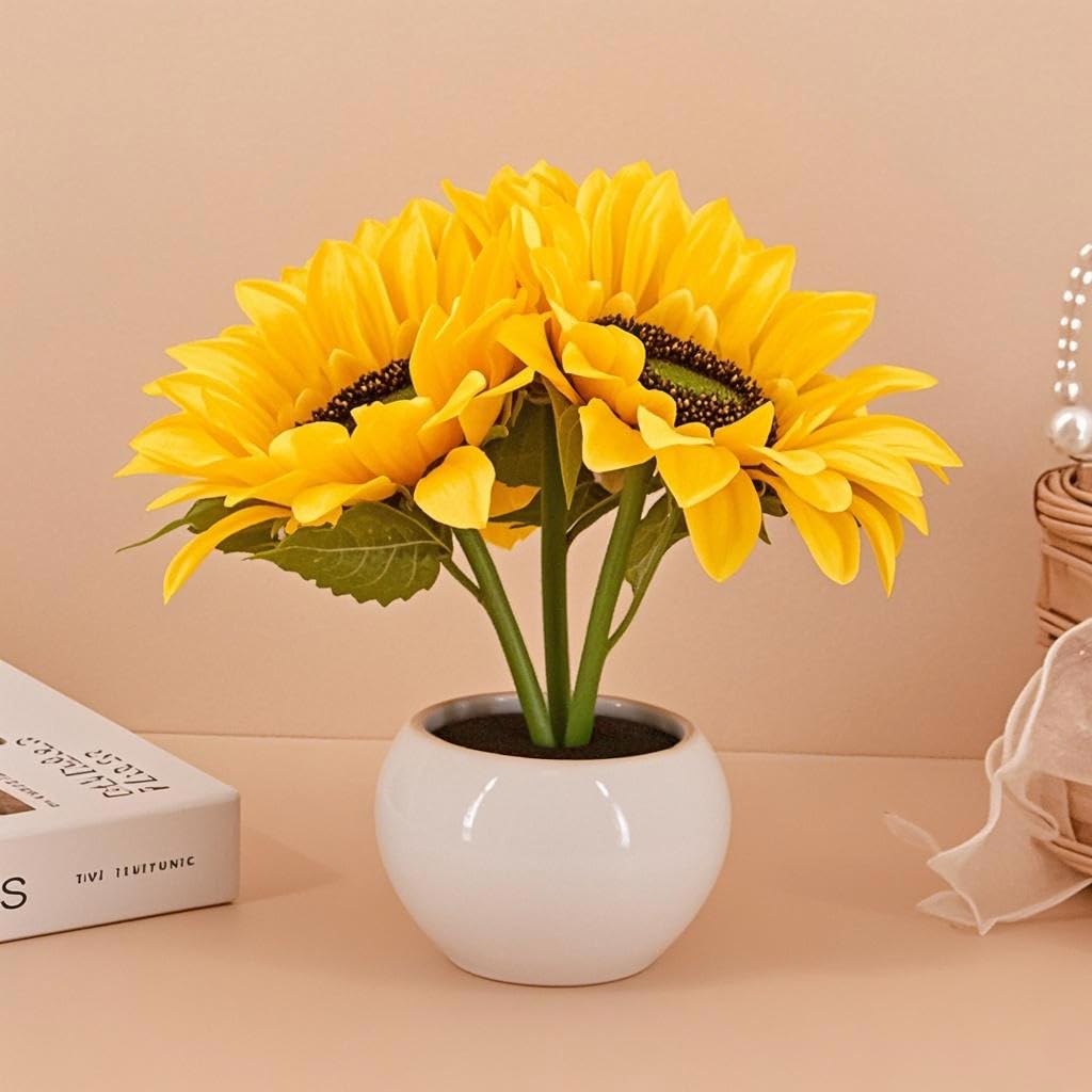 Naimo Sunflower Night Light Rechargeable LED Night Lamp Flower Table Lamp for Bedroom Living Room Birthday Party Desktop Home Decor