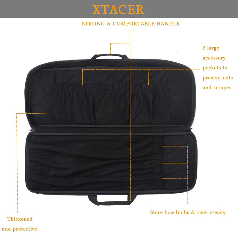 XTACER Tactical Bow Case MOLLE Recurve Takedown Bow Case Fully Padded Case (Black)