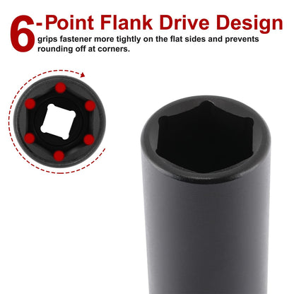 CASOMAN 1/2" Drive x 1-1/16" Deep Impact Socket, 6-Point, SAE, CR-MO