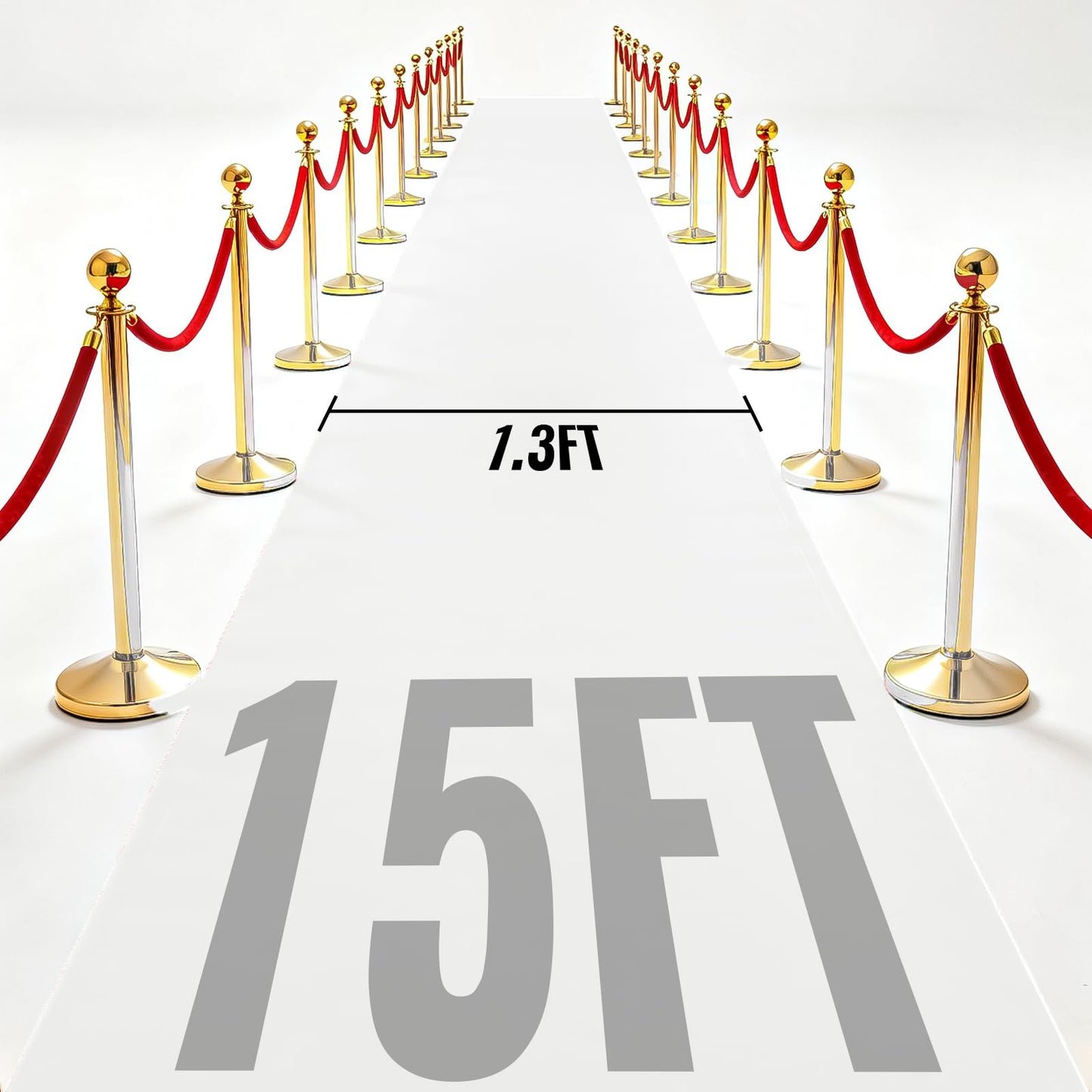 White Carpet Runner Rug for Party 150gsm 1.3x15FT Thickness Red Rug Runner with 1 Pack Carpet Tape for Wedding Outdoor Accessories, Wedding Party Hallway Rug