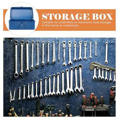 UPKOCH Blue Iron Mechanics Tool Box Container - Portable Car Case, Trunk Tool Storage Organizer for Home, Garage, Workshop - 7.48 X 4.72 X 3.07 Inches