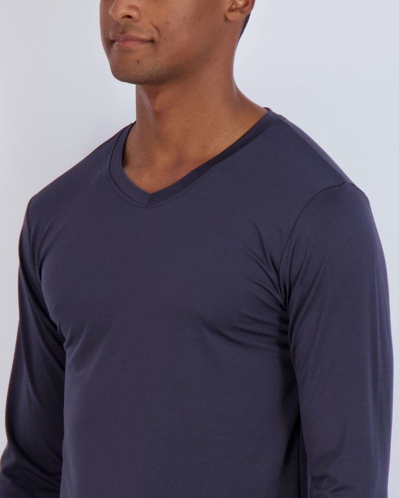 Real Essentials 4 Pack: Men's Dry Fit Long Sleeve V-Neck Active T-Shirt - Athletic Outdoor UPF 50+ - Set 7,XXL