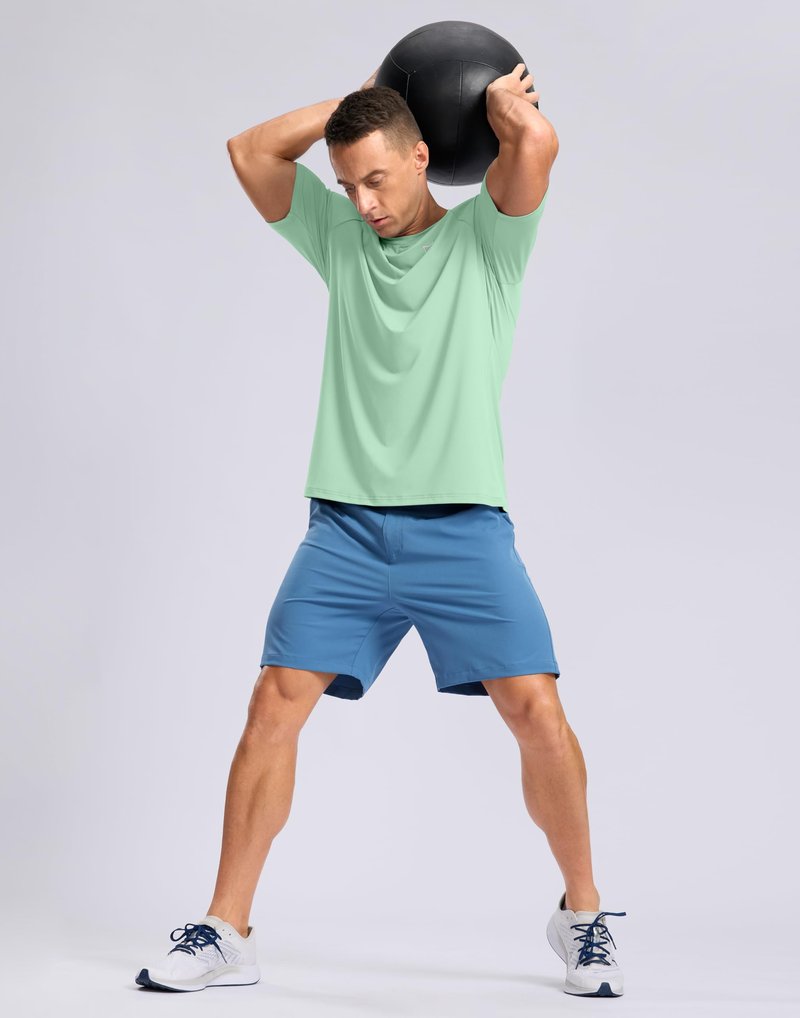 G Gradual Men's Athletic Workout T-Shirts Moisture Wicking Cooling Running Shirts Short Sleeve Performance Tee for Gym Tennis(Mint Green,M)