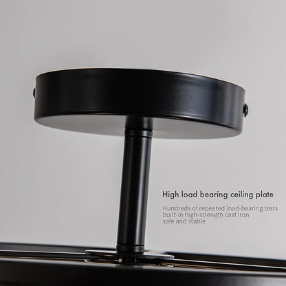 KSRYSZCQ 4-Light Flush Mount Ceiling Light Fixture Farmhouse Industrial Black Metal Ceiling Light for for Kitchen Living Room Bedroom Hallway Foyer, E26 Base