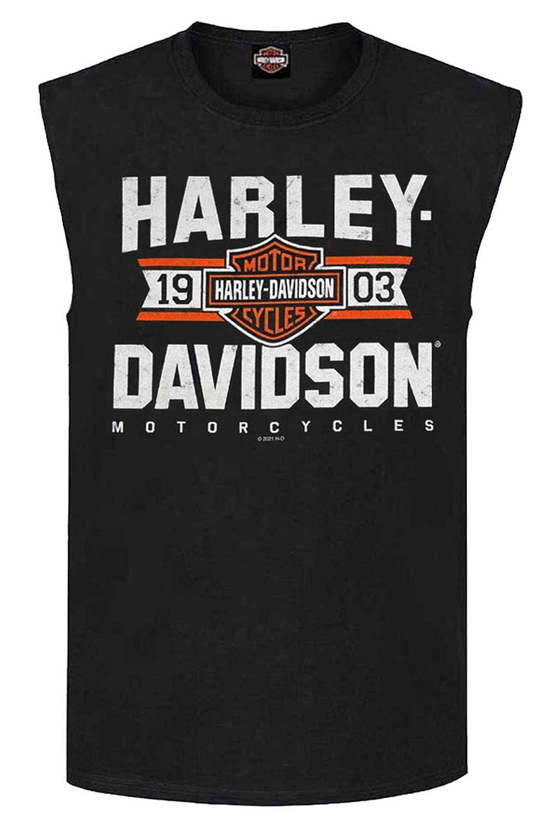 Harley-Davidson Men's Varsity B&S Sleeveless Cotton Muscle Shirt, Black (L)
