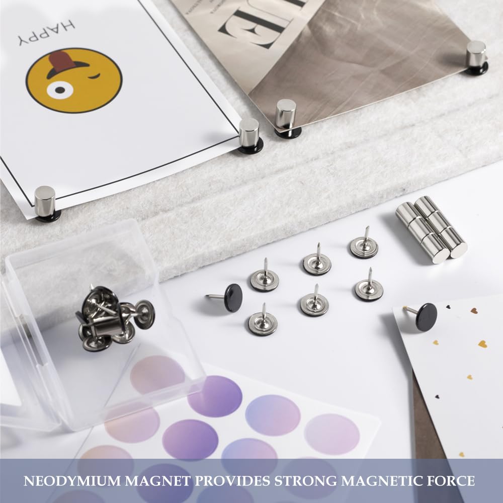 50 Sets Magnetic Pushpins, Magnet Thumbtack, Poster and Photo Hangers for Walls Bulletin Boards