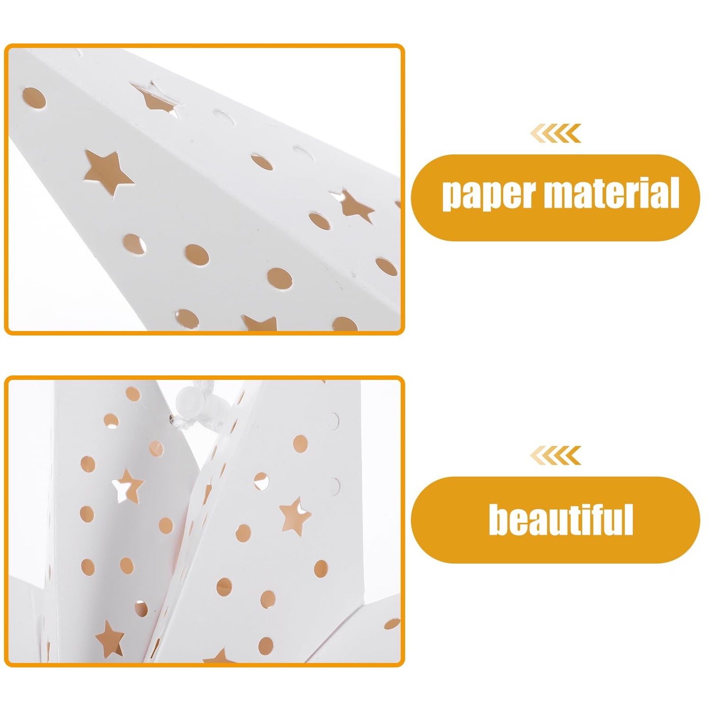 TOYANDONA Christmas Paper Lampshades: 3pcs White 9 Pointed Star Lampshade Lantern Shade Hanging Decorations, 35cm Hollow Out Lamp Covers for Wedding Birthday Holiday Christmas Party Hanging Decoration