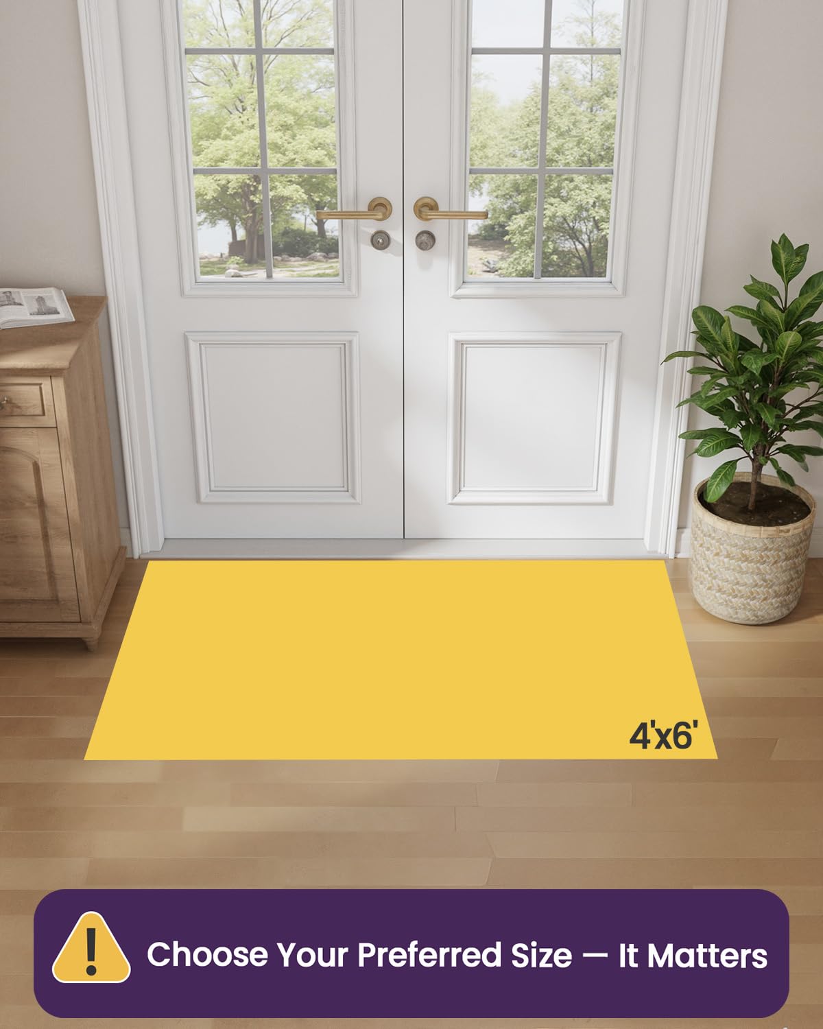 DEXI Ultra Thin Door Mat Indoor Entrance 48x72, Non Slip Rubber Backed Entryway Mats Dirt Trapper, Low Profile Front Doormat for Inside Entry, Patio, Porch, Beige