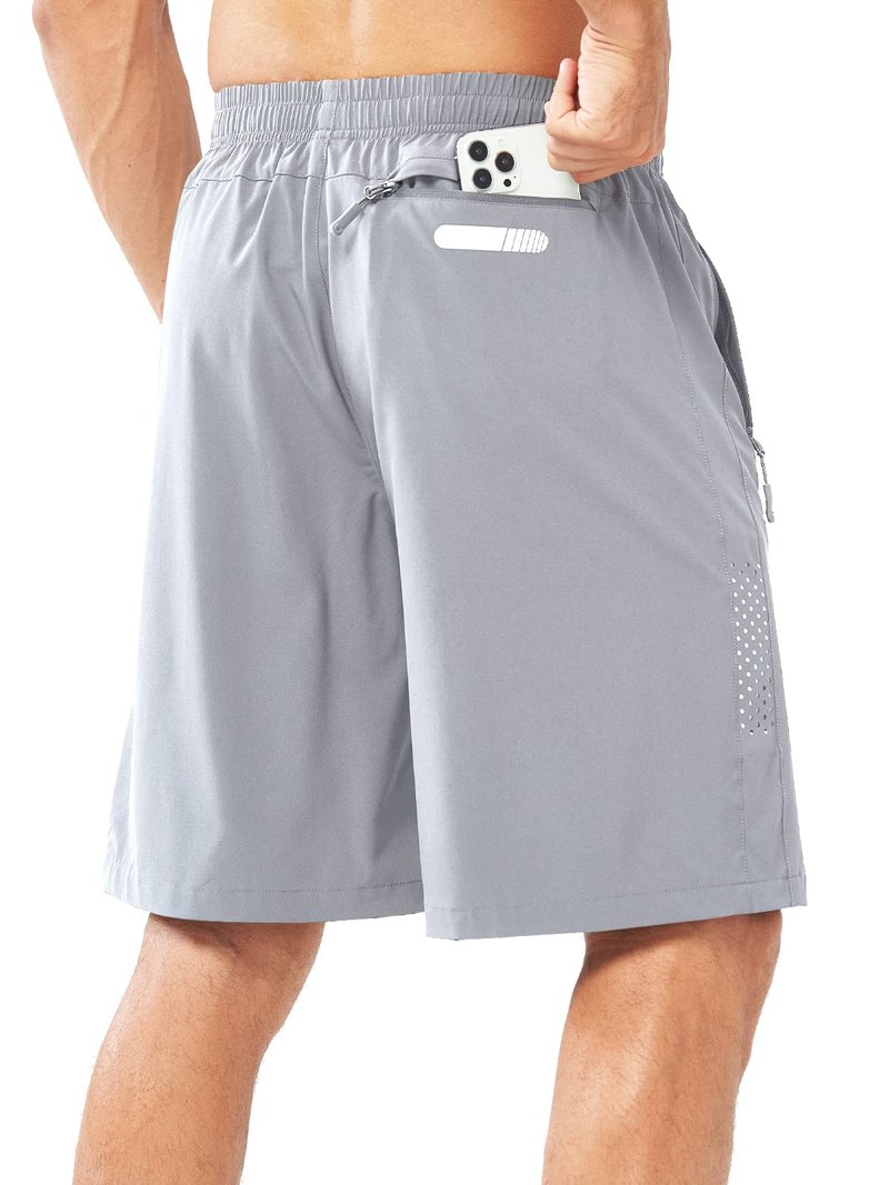 NORTHYARD Men's Athletic Running Shorts Gym Workout 7"/9"/5" Quick Dry Lightweight Sports Basketball Tennis 3 Zipper Pockets GREY-9inch 3XL