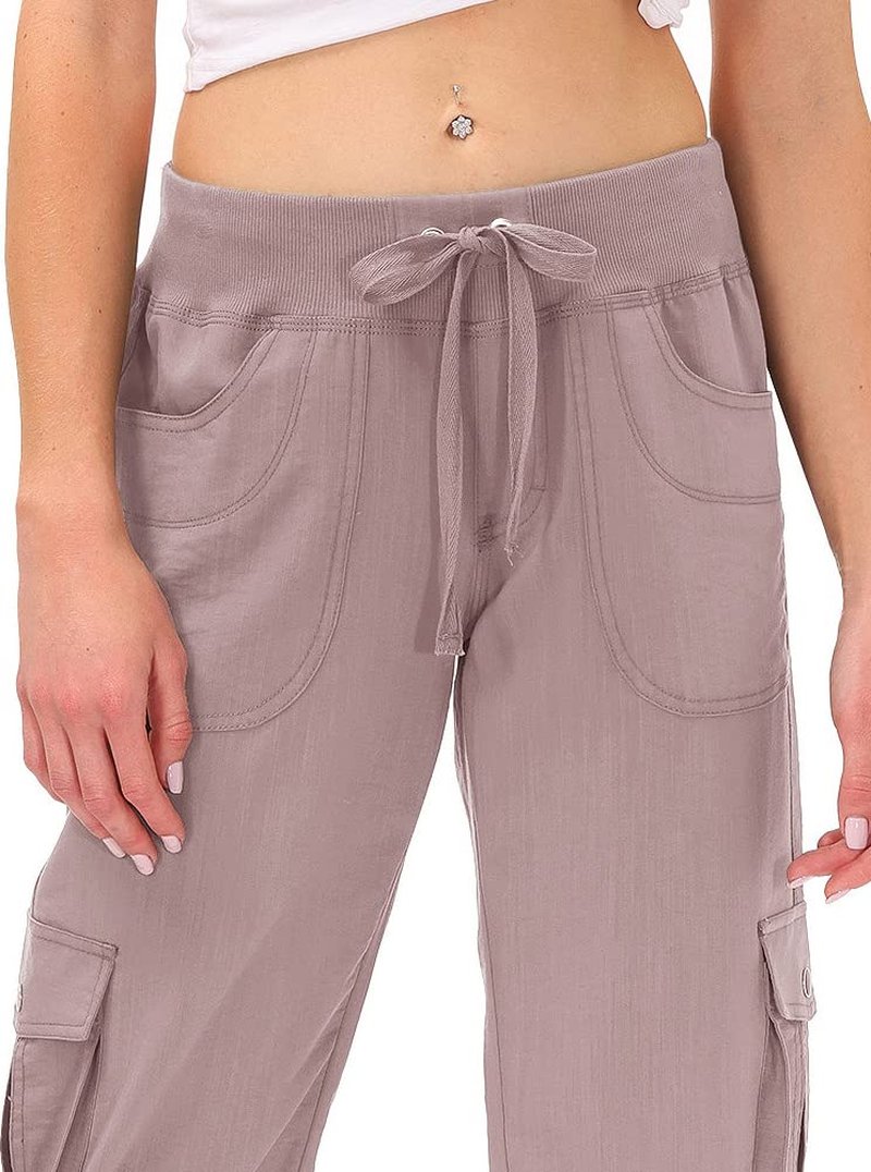 MoFiz Women's Hiking Cargo Shorts Quick Dry Lightweight Athletic Capri Pants for Camping Jogger with Pockets Pink