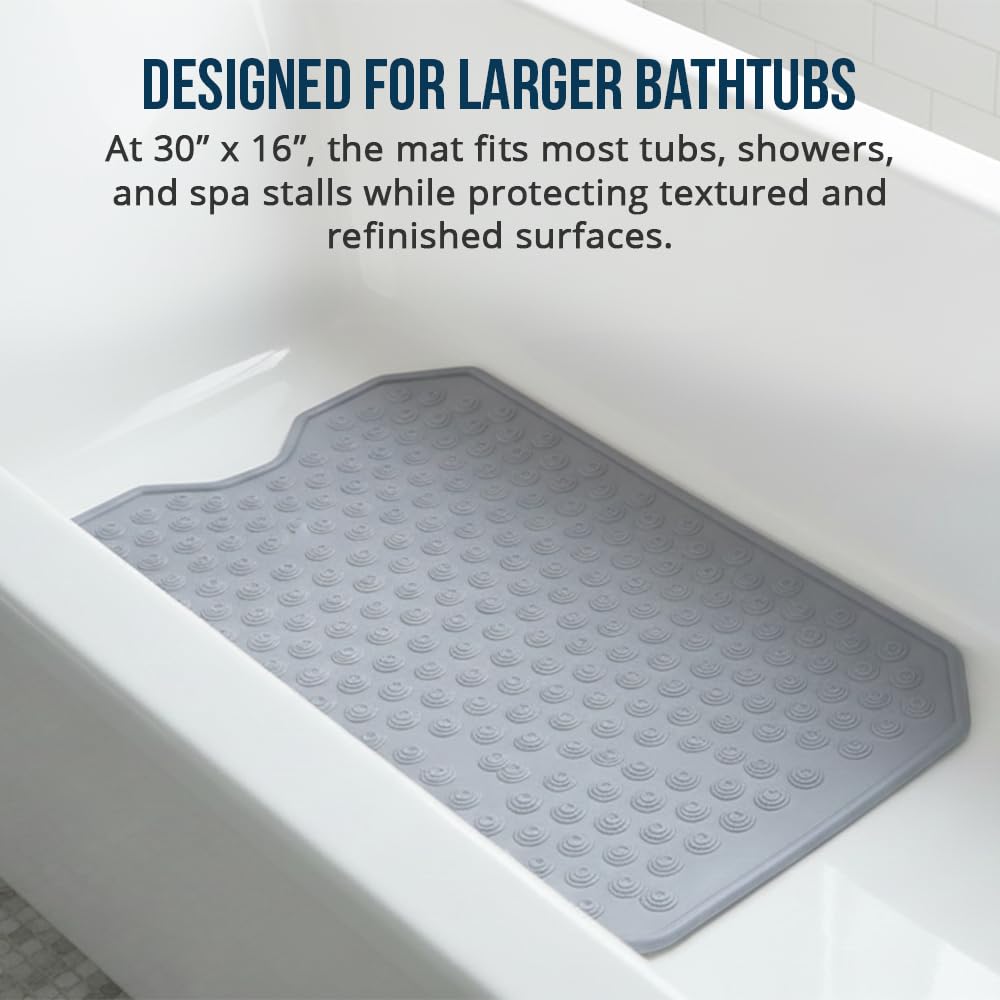 The Original Refinished Bathtub Mat - No Suction Cup Bath Mat, Designed for Textured and Refinished Bathtubs Made of Rubber Not Cheap Plastic, Great for Children and Elderly (White)