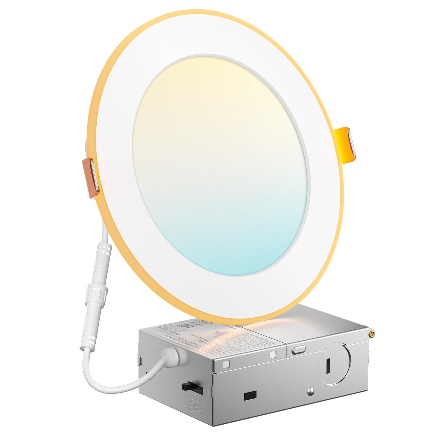 Amico 12 Pack 6 Inch 5CCT LED Recessed Ceiling Light with Night Light, 2700K/3000K/3500K/4000K/5000K Selectable Ultra-Thin Lighting, 12W=110W, 1100LM, Dimmable Canless Wafer Downlight ETL&FCC