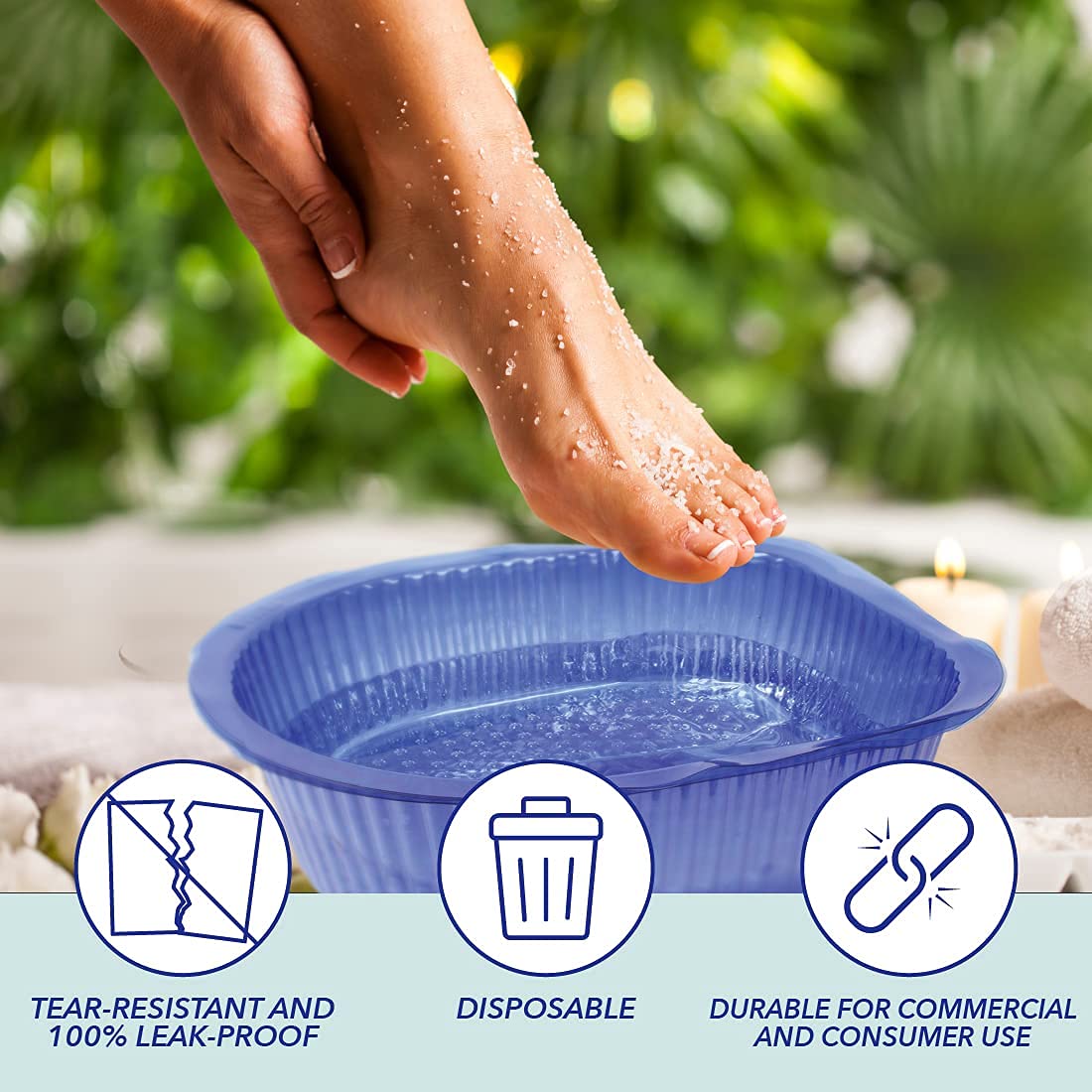 ForPro Professional Collection Universal Pedi Bath Liners - 50% THICKER - Fit Footsie Bath, Disposable Pedicure Foot Tub Liners for Foot Spa Basins & Foot Bath Soaks, Clear, 100-Count