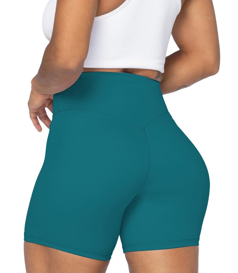 Sunzel Women's Biker Shorts in High Waist Tummy Control with No Front Seam 5" Deep Lagoon X-Large