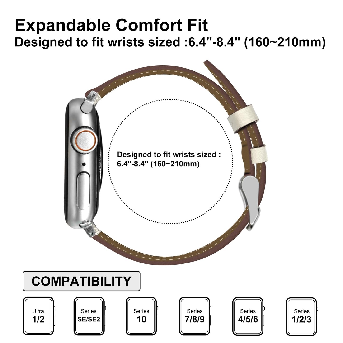 Biggyboom Genuine Leather Bands Compatible with Apple Watch Band 42mm 41mm 40mm 38mm for Women Men,Sweat Wear Resistant Leather Replacement Strap for iWatch Series 11 10 9 8 7 6 SE 5 4 3 2 1 (Beige)