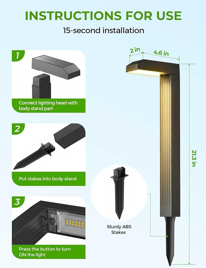 Solar Pathway Lights Outdoor 6 Pack, 3 Color in 1 Bright Landscape Lighting with Cool/Warm/Daylight White Modes, Auto On/Off, IP65 Waterproof for Yard Garden Patio Walkway Sidewalk Lawn Decor