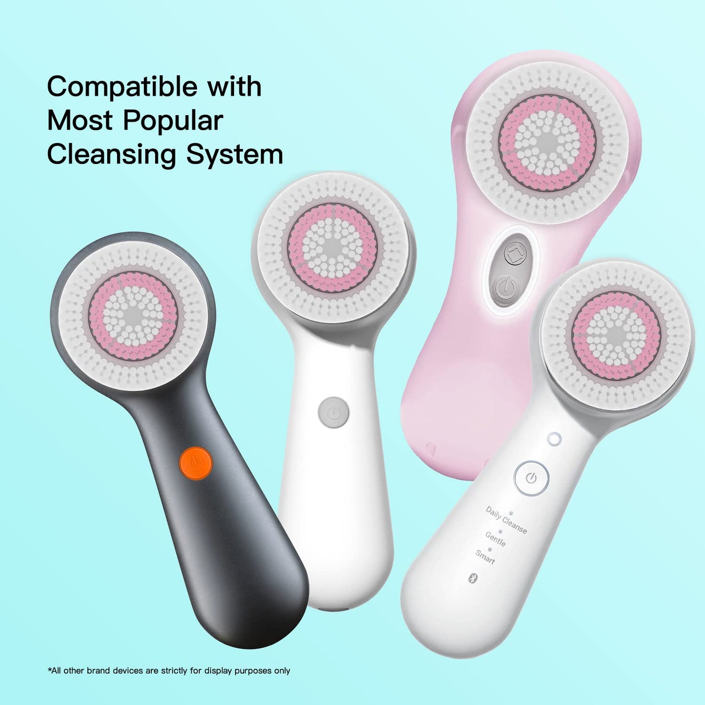 Brushmo Facial Brush Head Replacements Compatible with Clarisonic Mia 1, Mia 2, Mia Fit, Alpha Fit, Smart Profile Uplift and Alpha Fit, Deep Pore Facial 4 Pack (Deep Pore)