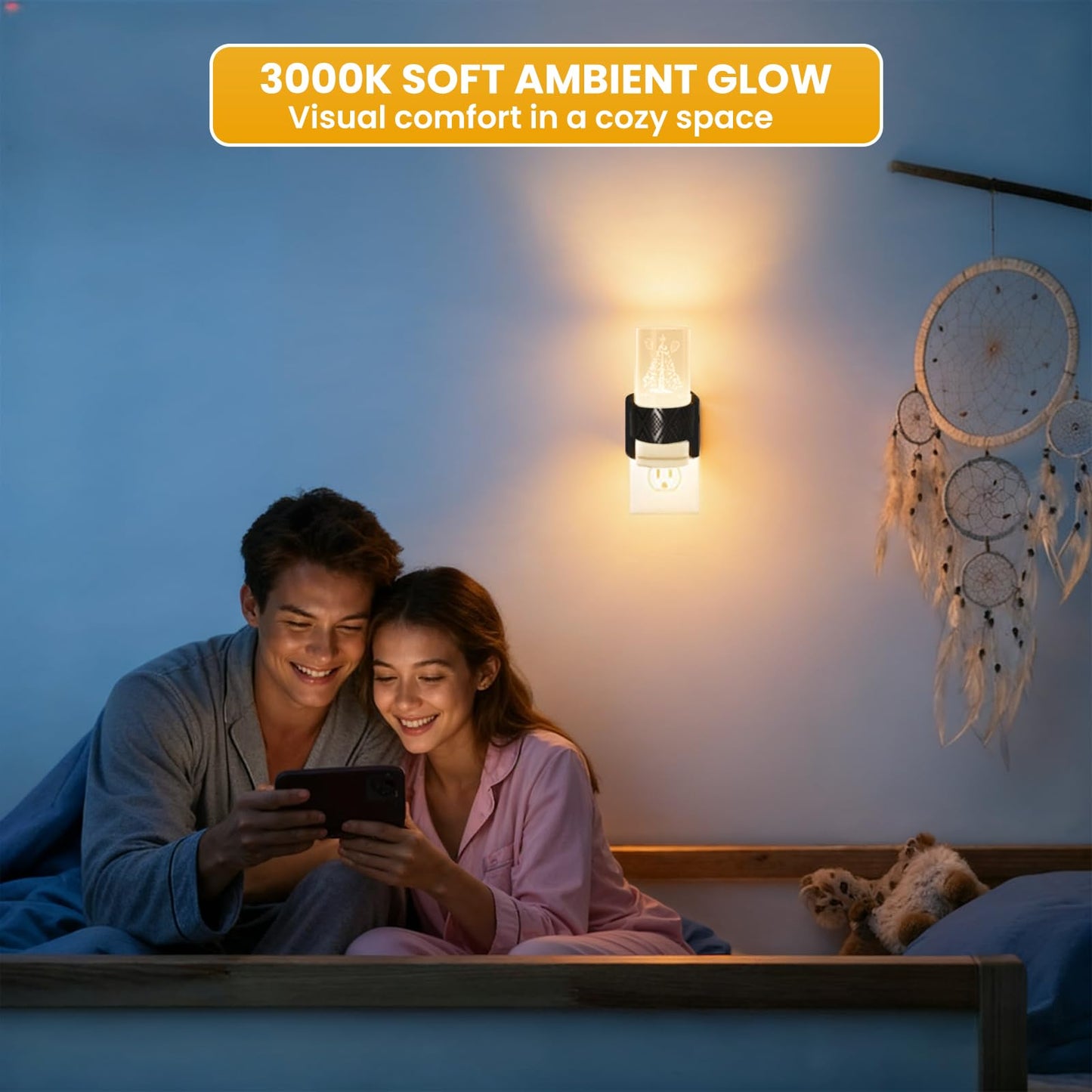 LED Night Lights Plug into Wall (Christmas Tree Design), 2 Pack Dimmable Nightlight, 0-100LM Adjustable Brightness Dusk to Dawn Auto Sensor, 3000K Warm Glow for Bedroom Hallway Holiday Home Decor Gift
