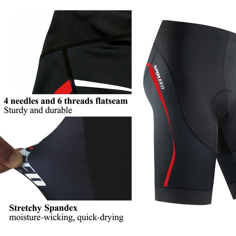 Bicycle Shorts for Men Padded Compression Bike Underwear with Padding Cyclist Gear US L Red