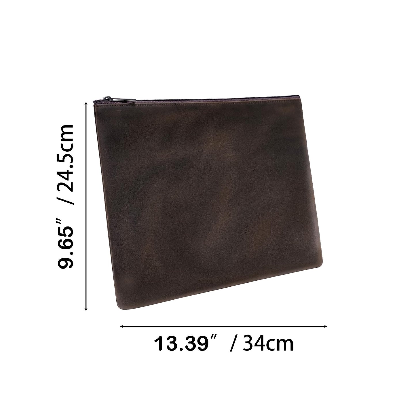 GZRHKJ Genuine Leather A4 File Folder for Document, Leather File Folder Organizer Document Holder for Men&Women, Waterproof Portfolio Envelope Folder Case