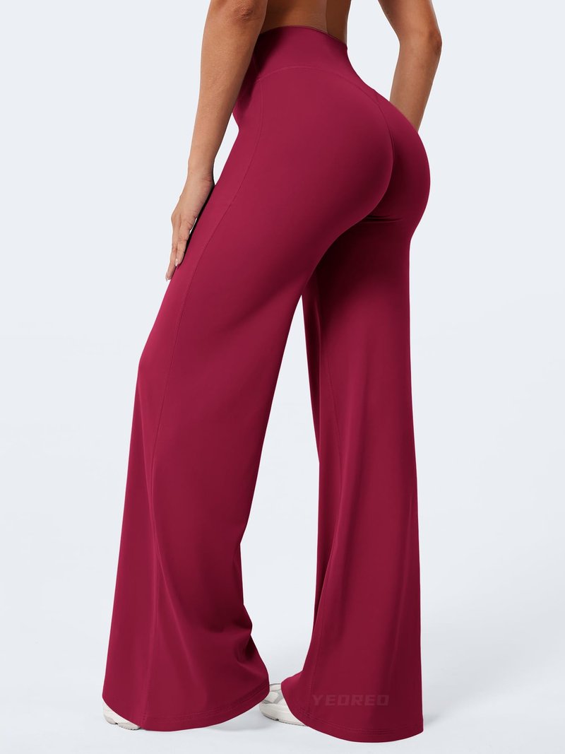 YEOREO Workout Leggings Womens No Front Seam Straight Leggings 35" High Waist Buttery Eddiy Gym Yoga Pants Ancora Red S